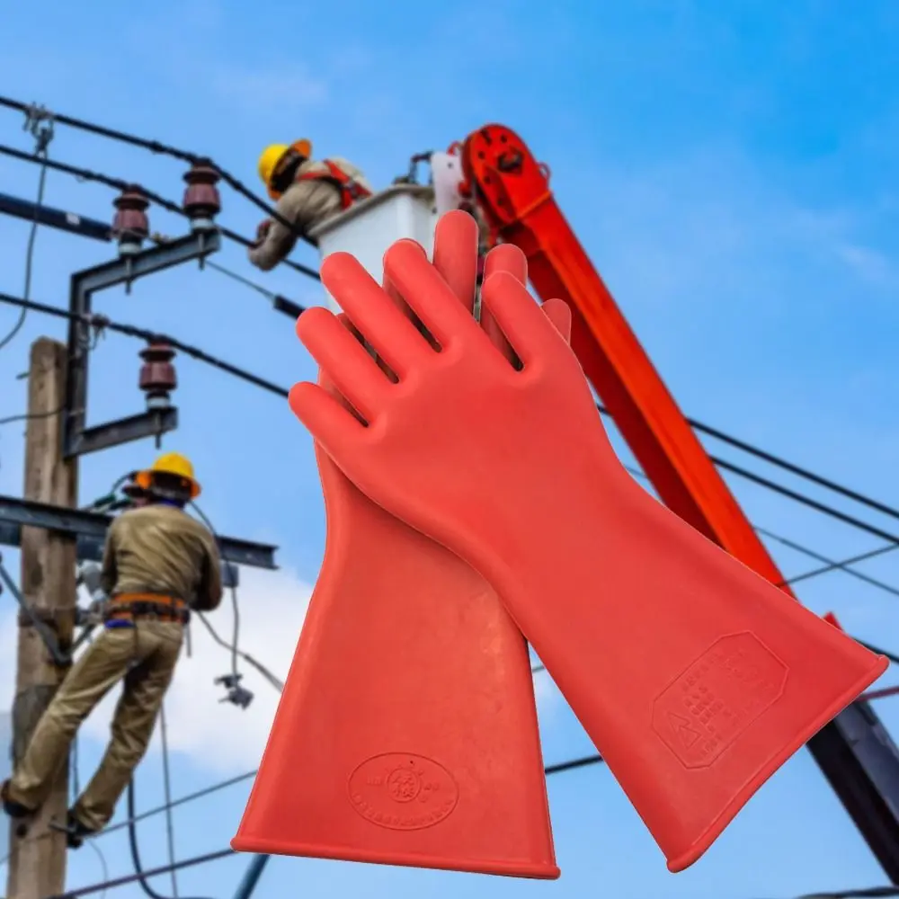 5KV Electrician Insulating Gloves Red Rubber Protective Gloves Insulating Gloves