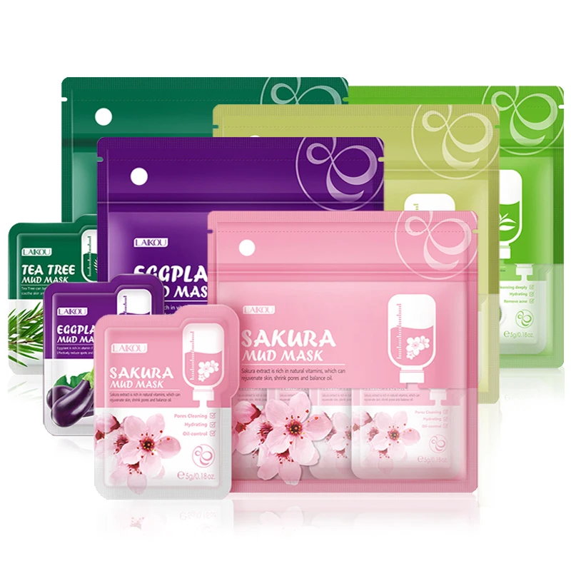

60pcs LAIKOU Matcha Sakura Mud Masks Facial Moisturizing Deep Cleansing Hydrating Whitening Clay Face Mask Skin Care Products