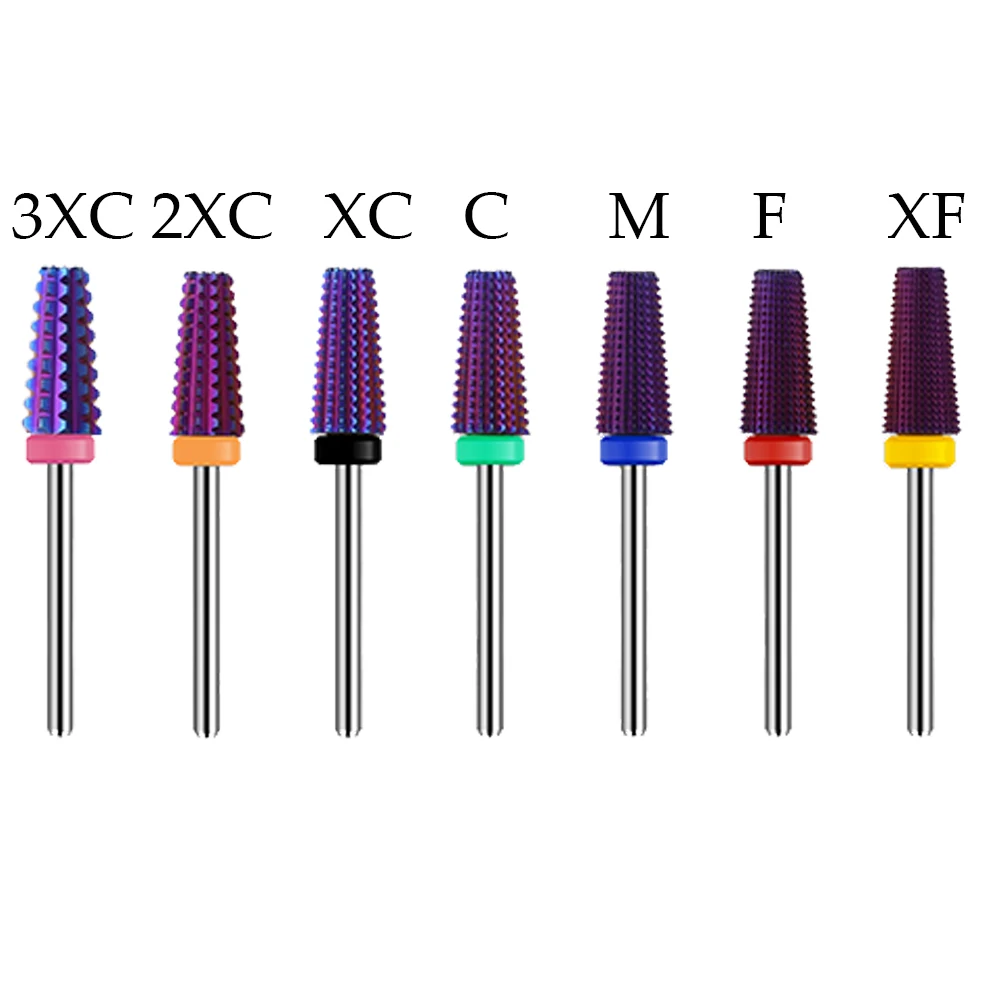 Purple 5-in-1 Tapered Carbide Nail Drill Bit for Manicure and Gel Acrylic Removal