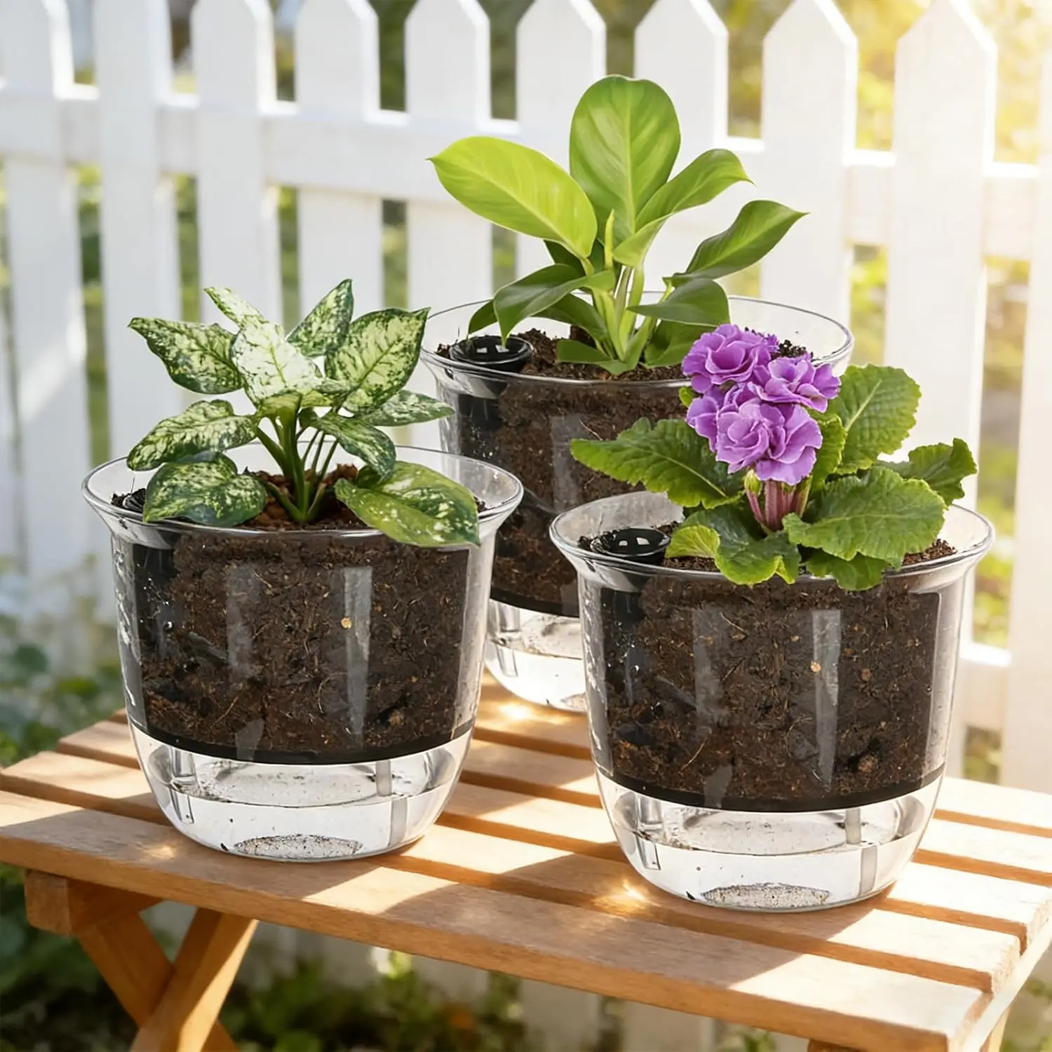 Self-Watering Indoor Planter for Seedlings and Flowers - Automatic Water Absorbing Garden Pot