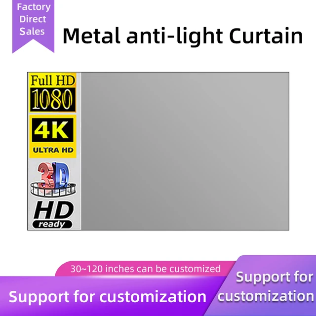 MIXITO-Pantalla de proyector Simple para cine en casa, cortina de  proyección portátil, antiluz, 84, 92