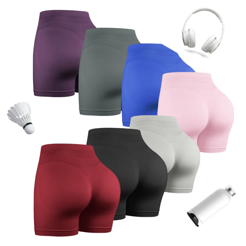 1/2 PCS Women Yoga Shorts Butt Lifting Workout Tights Gym Elastic Slim Ruched Tight Outdoor Seamless Running Shorts Sportswear