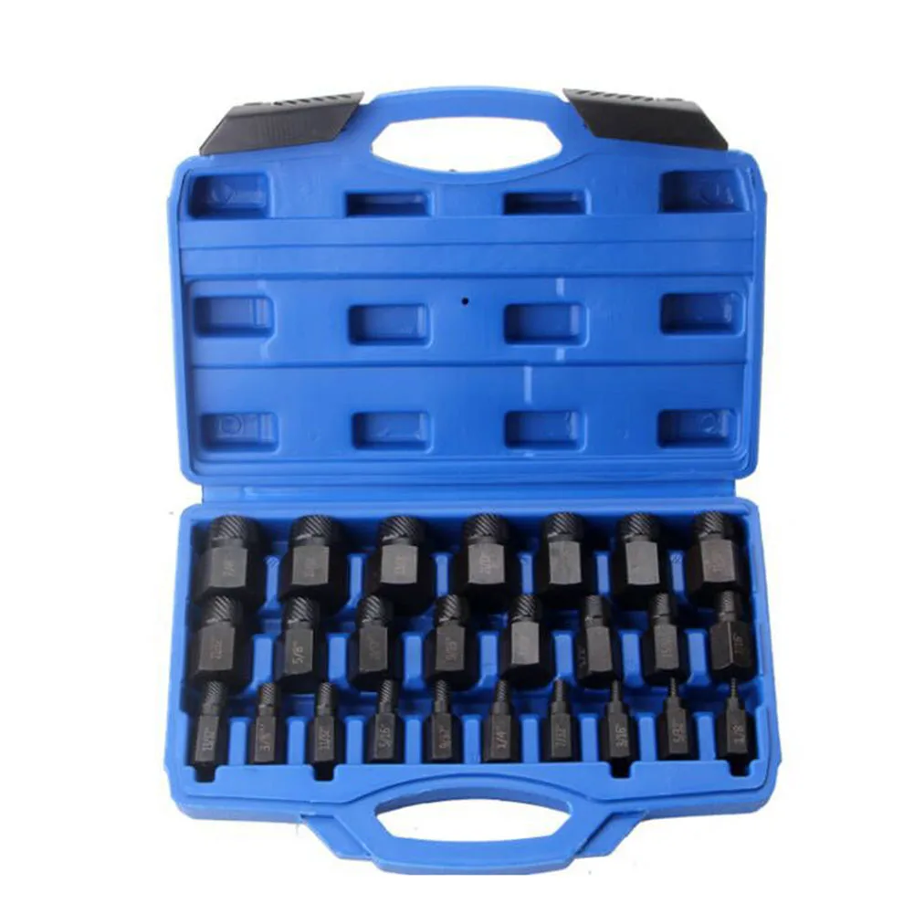 

25pcs Screw Extractor Broken Bolt Remover Tool Hex Head Multi-spline For Spiral 3/8 21/32'' Taps Kit Socket Wrench Tool Parts