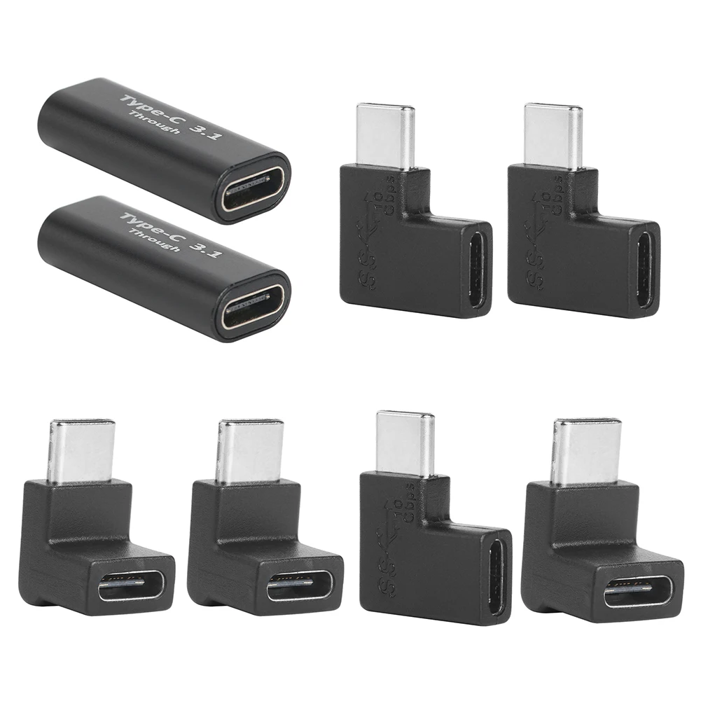 Dual Right Angle USB C Adapter Pack - Type-C Male to Female Angled Extension