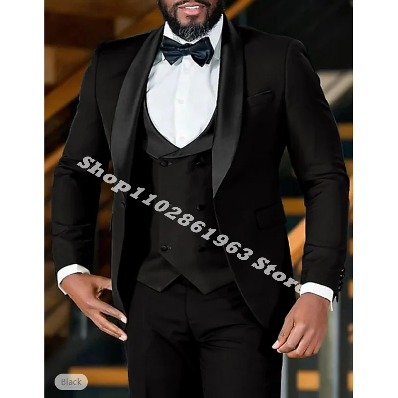 2024 Latest Design Men Suit Slim Fit Formal Groom Male Tuexdo For Wedding Business 3 Pieces Suit Blazer+Vest+Pants Costume Homme