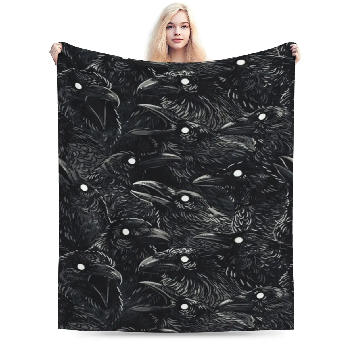 Raven Pattern 2 Una Coperta In Micro Pile Ultra-Morbida