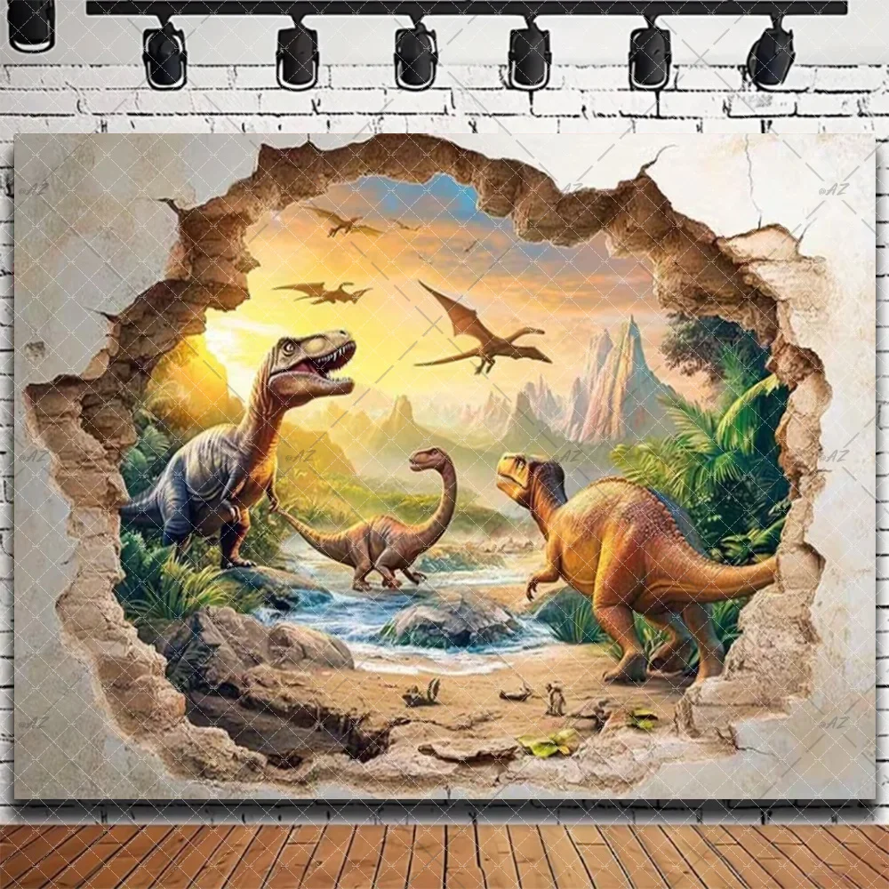 Tropischer Dschungel Dinosaurier Thema Junge Geburtstag Party Dekorationen Jurassic Park Hintergrund Fotografie Hintergrund Babyparty Zubehör – Detail 11