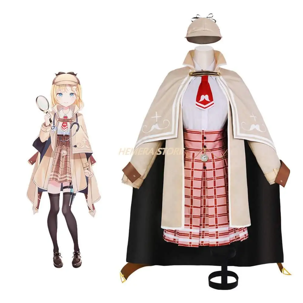 

Anime VTuber Watson Amelia Cosplay Costume Hololive Women Cloak Skirt Shirt Suit Kawaii Lolita JK Uniform Outfit Halloween Party