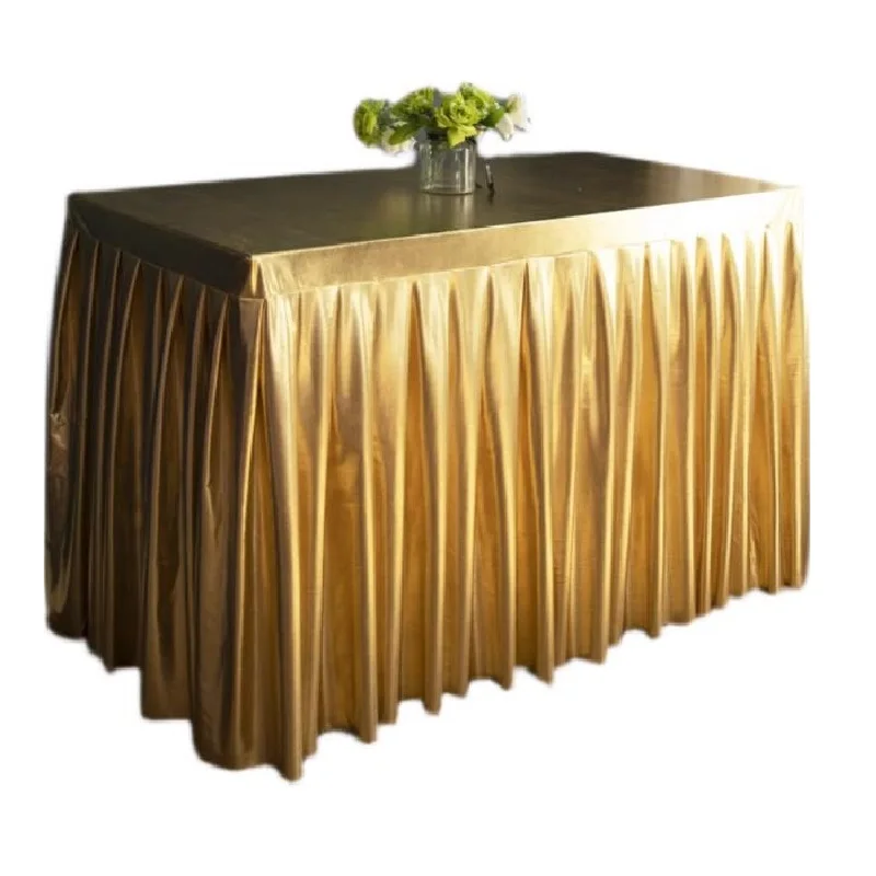Decorative Supplies Tablecloth Golden Tablecloth Festival Exhibition Event Table Skirt Elastic Bronzing Table Skirting Cover