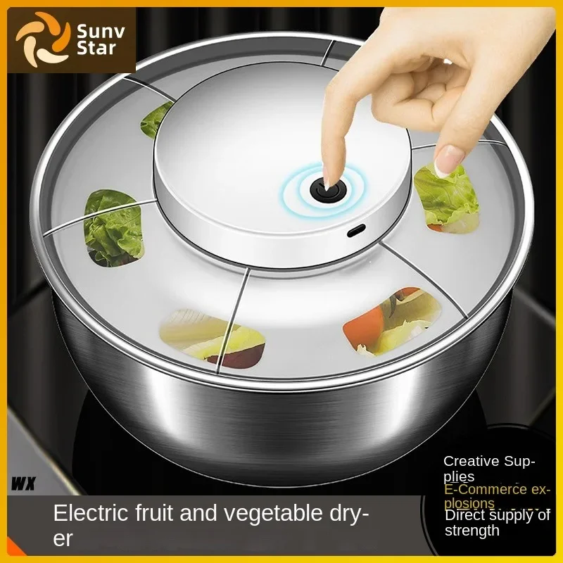 Automatic Electric Salad Spinner Food Strainers Salad Making Tool Multifunctional Vegetable Washer Vegetable Dryer Mixer