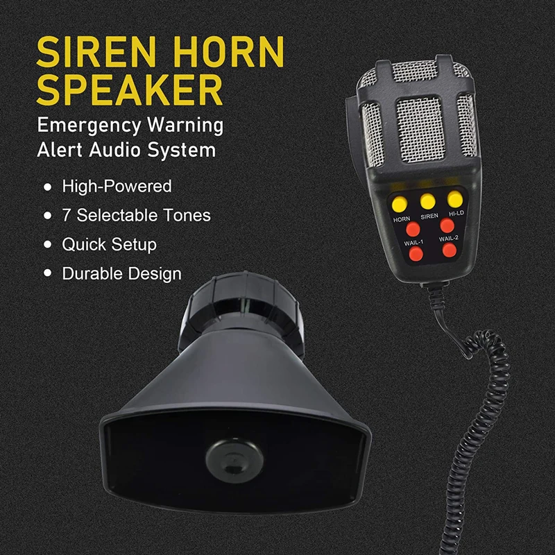 megaphone sirene + 12v 12V 60W 5 Tone Sound Car Siren Speaker Vehicle Horn  With Mic PA System Emergency Amplifier for