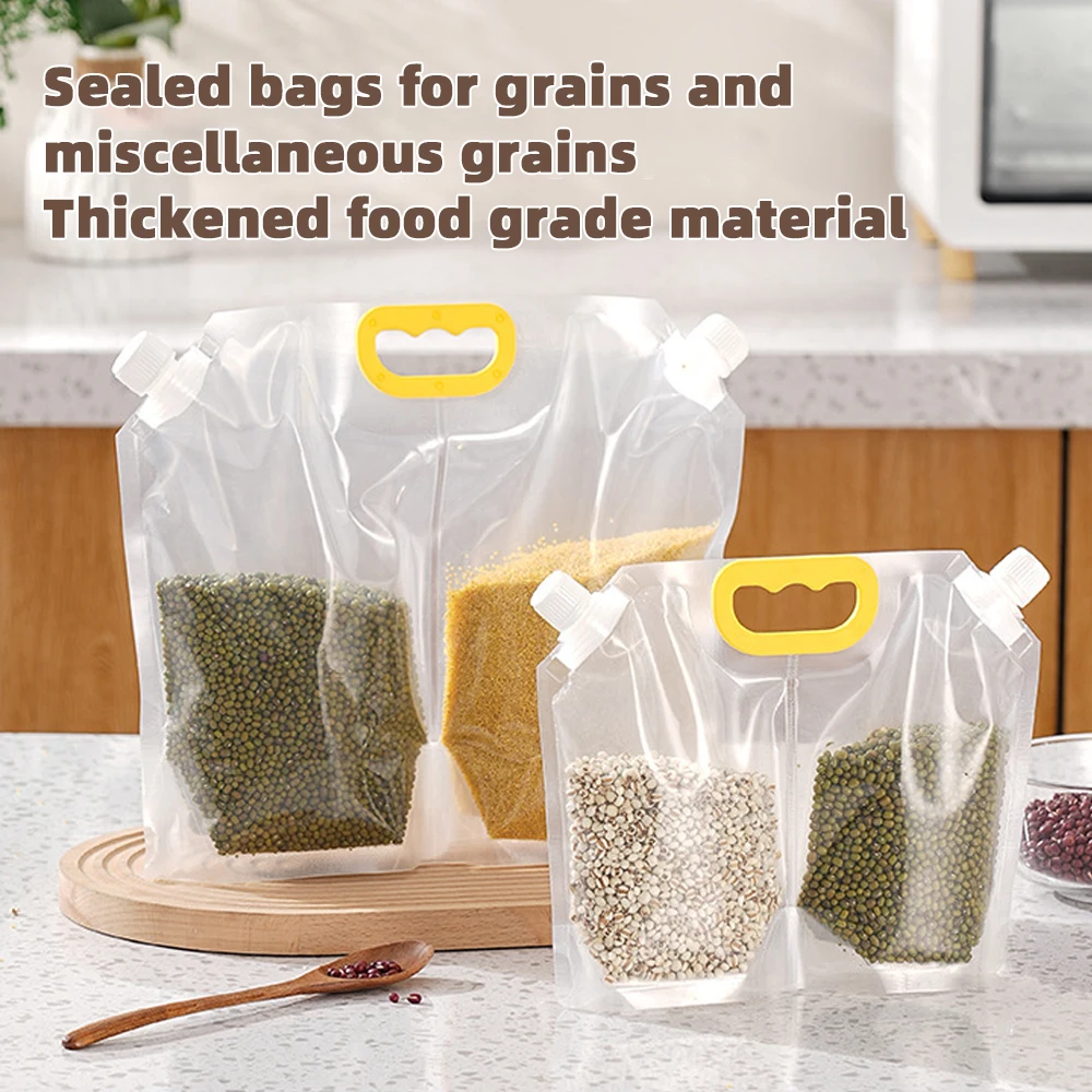 

10pcs Double Opening Grains Storage Packaging Bag Cereals Moisture Insect Proof Sealed Bag Food Rice Bean Container Nozzle Bag