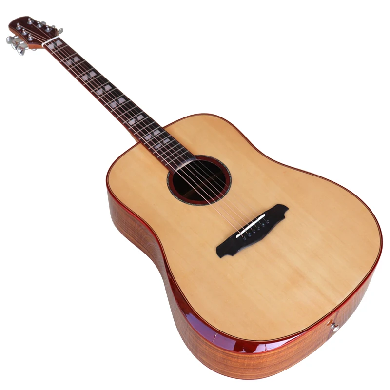 Solid Acoustic Guitar 6 String Cutaway Design Solid Wood Top Folk Guitar Good Handicraft acoustic guitar