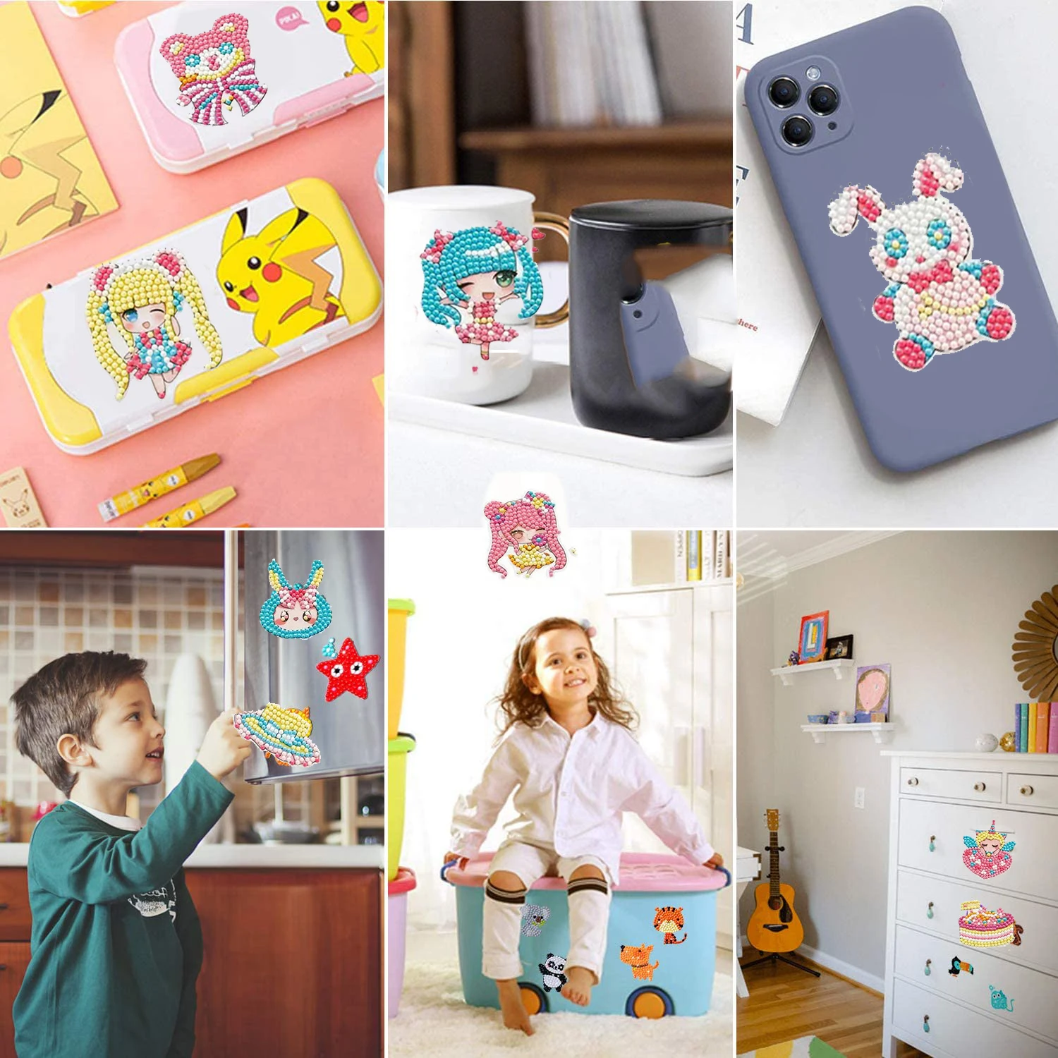 Kids DIY Diamond Painting Handmade Material Pack Cartoon Anime Stickers Decorations Educational Toys Paint by Number Gifts