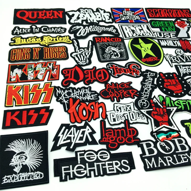 Embroidery Patches Punk Rock Music Band Embroidery Patches DIY Applique Sewing Supplies Decorative Badges Classic Nostalgia MUSIC