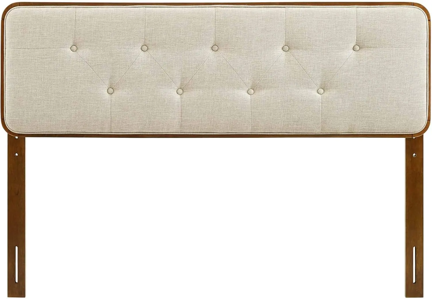 Tufted King Fabric and Wood Headboard, Walnut Beige-Retro Modern Style for Bedroom Decor