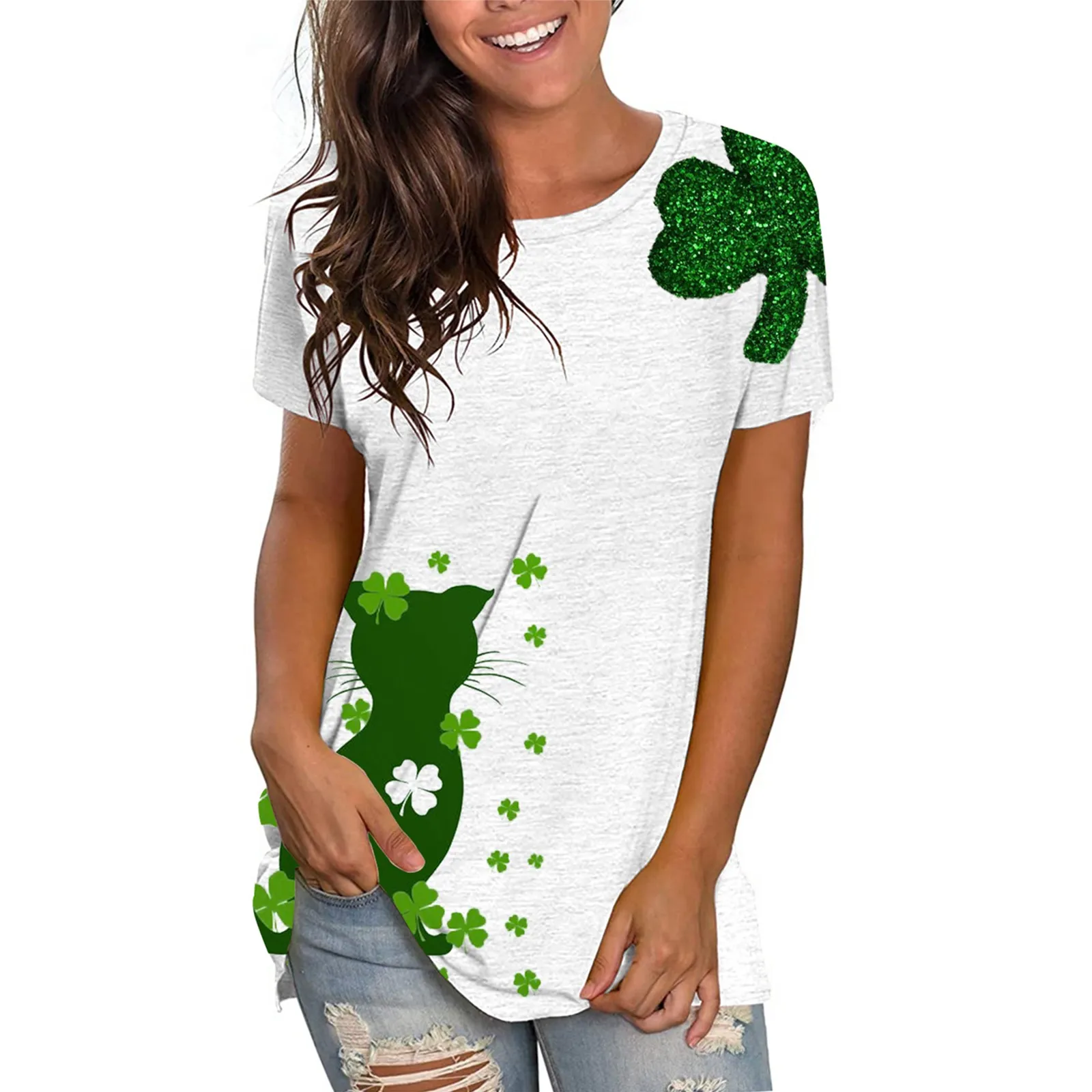 Patrick’s Day Short Sleeve Tops Ladies T shirt Harajuku St Patricks Day Gift May The Luck Of the Irish Be With You Popular Tops friends t shirt Tees