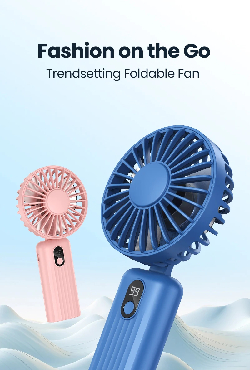 Description Picture 2 of itemTOPK 5000mAh Mini Portable Fan USB Rechargeable Hand Held Fan,Small Pocket Fan 3 Speeds with Lanyard &Base,USB Desk Fan Foldable