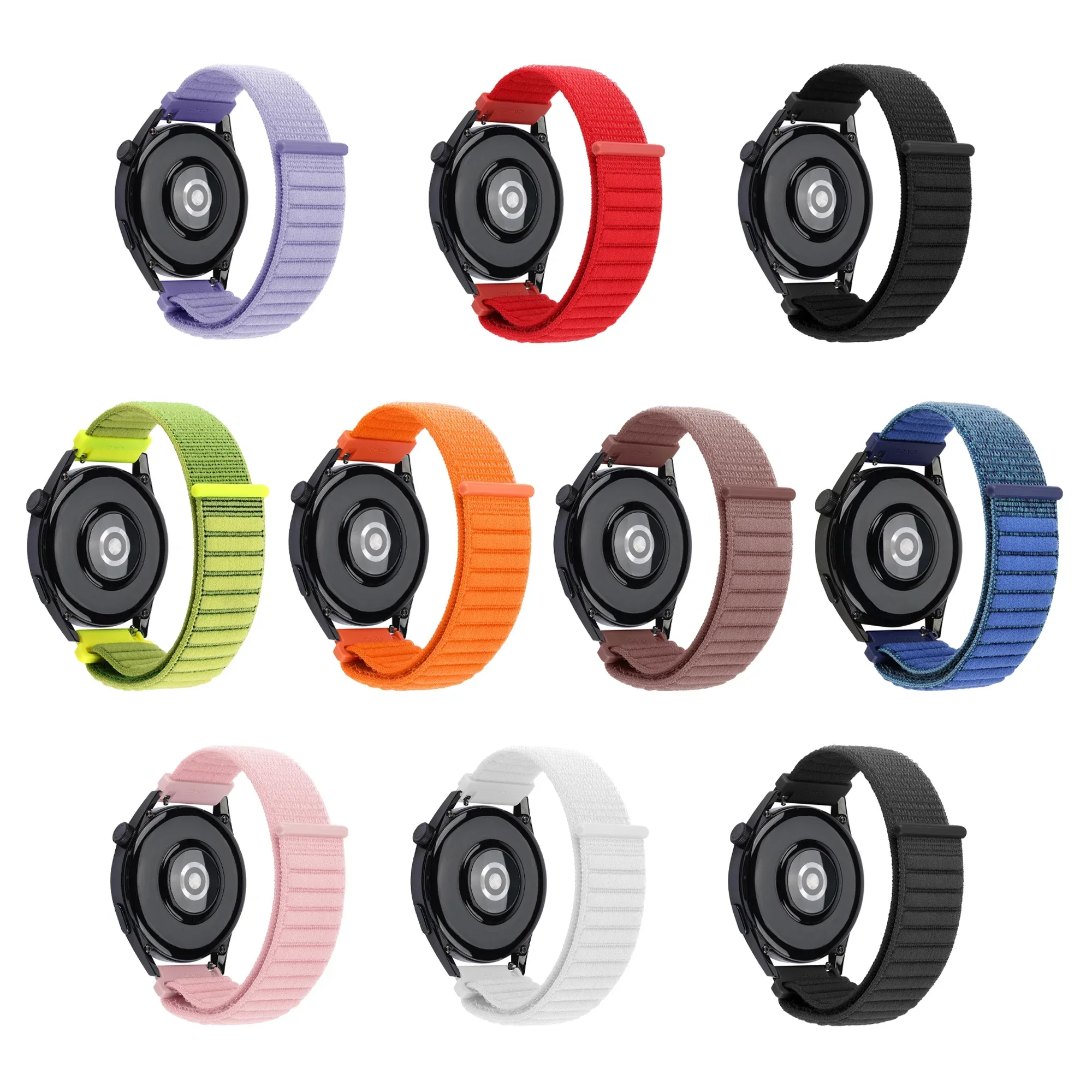 Nylon Velcro Adjustable Strap Wristband Bracelet, 20mm/22mm