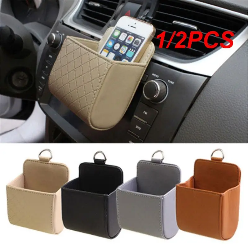 

1/2PCS Car Storage Bag Car Accessories Air Vent Dashboard Tidy Hanging Leather Organizer Box Glasses Phone Holder Storage
