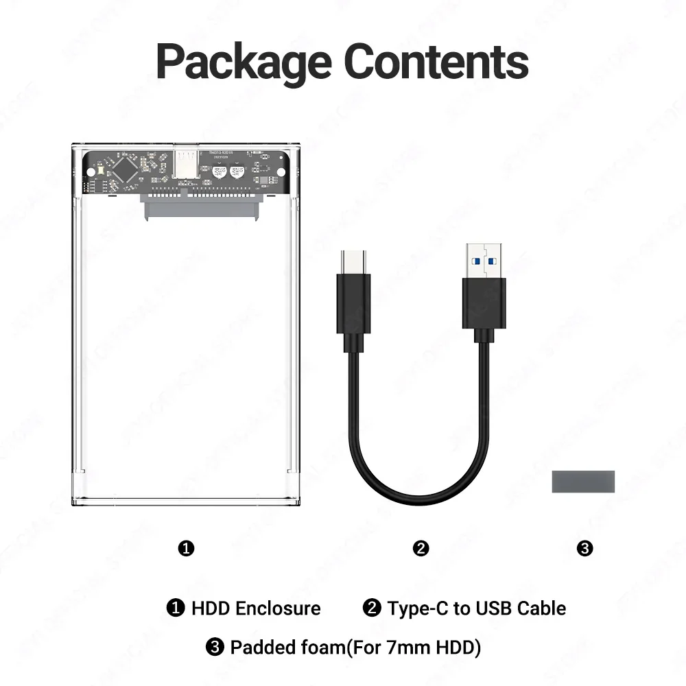 2.5-inch External Hard Drive Enclosure with USB 3.1 6Gbps HDD Case Adapter UASP + TRIM Dual Protocol SATA for PC Laptop