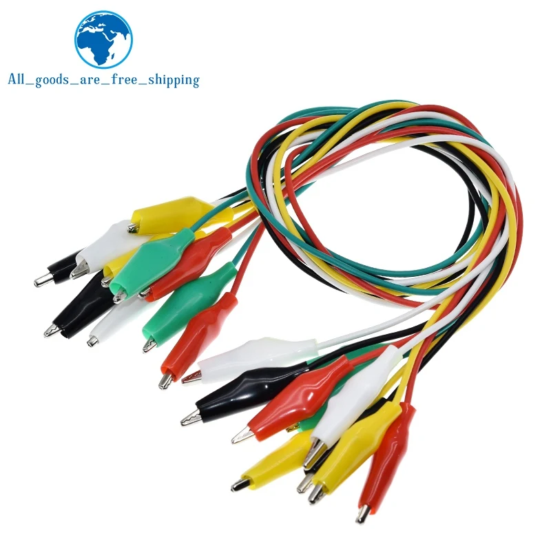 Alligator Clips TZT 10PCS Alligator Clips 50CM Electrical DIY Test Leads Alligator Double-ended Crocodile Clips Roach Clip Test Jumper Wire