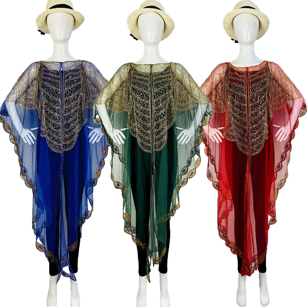 

Summer 2023 New African Women's Fashion Gown Batwing Sleeve Sequins And Fringes Loose Versatile Dress Casual Oversized Free Size