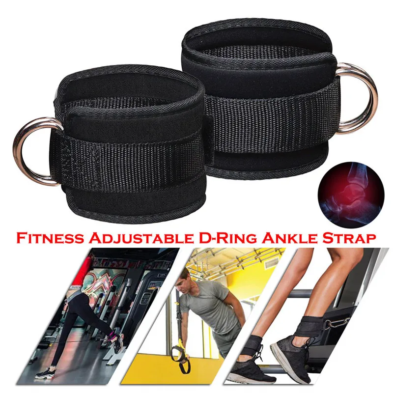1Pcs Double D-Rings Ankle Strap Resistant Band Fitness Neoprene Padded Foot Support Gym Thigh Leg Ankle Cuffs
