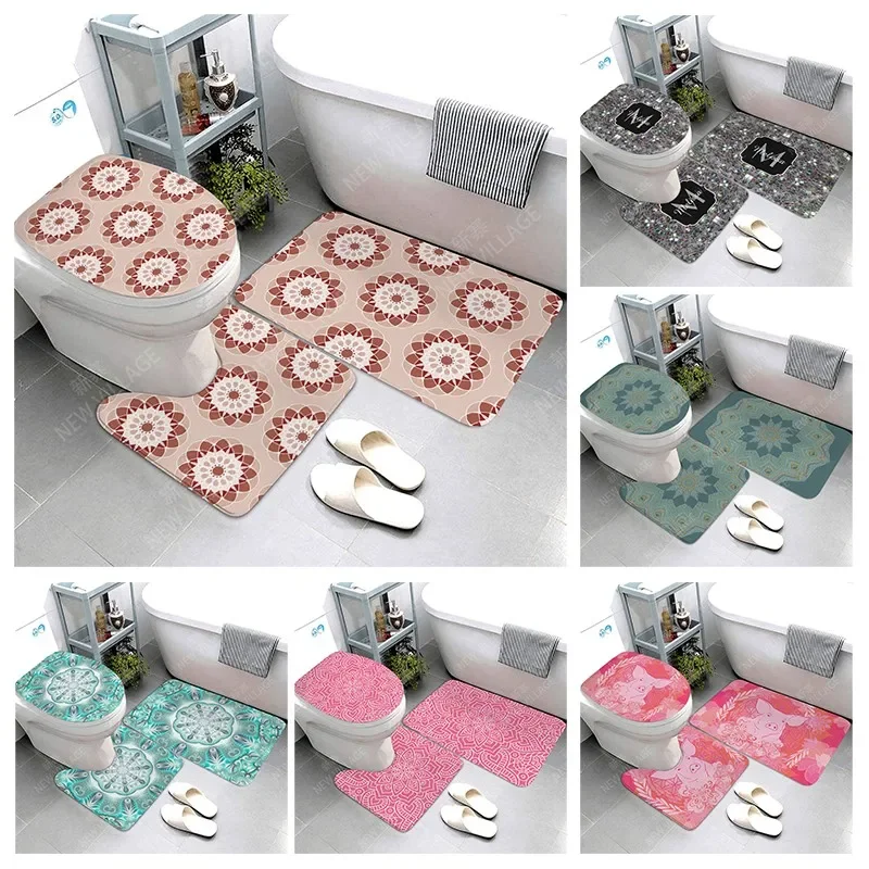 

Mandala Anti-slip Bath Mats Bathroom Shower Mat Decor Absorbent Foot Mat Entrance Bathtub toilet rug Morocco vintage Persia boho