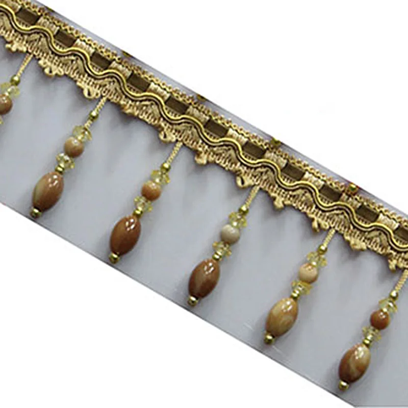 Treccia Decorativa Con Nappe E Perline 6,5 Mt - Grigio, Per Tende, Cuscini E Progetti Fai Da Te - 2