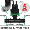 KESLA 5PCS 16mm 20mm 25mm PE Pipe 1/2 3/4 1'' Connector Splitter Tee Coupling to 4/7mm 1/4 Hose Garden Watering Drip Irrigation 3