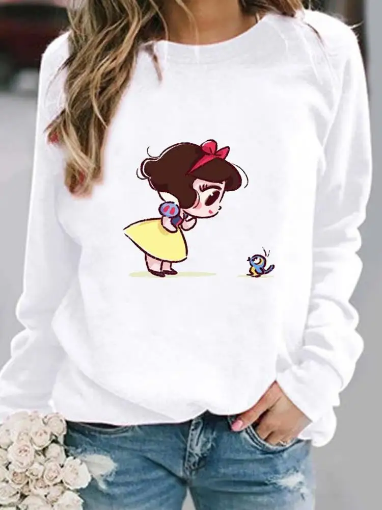 

Fashion Print Princess Style Cute Trend Pullovers Holiday Cartoon Women Casual Autumn Spring Female Graphic Sweatshirt