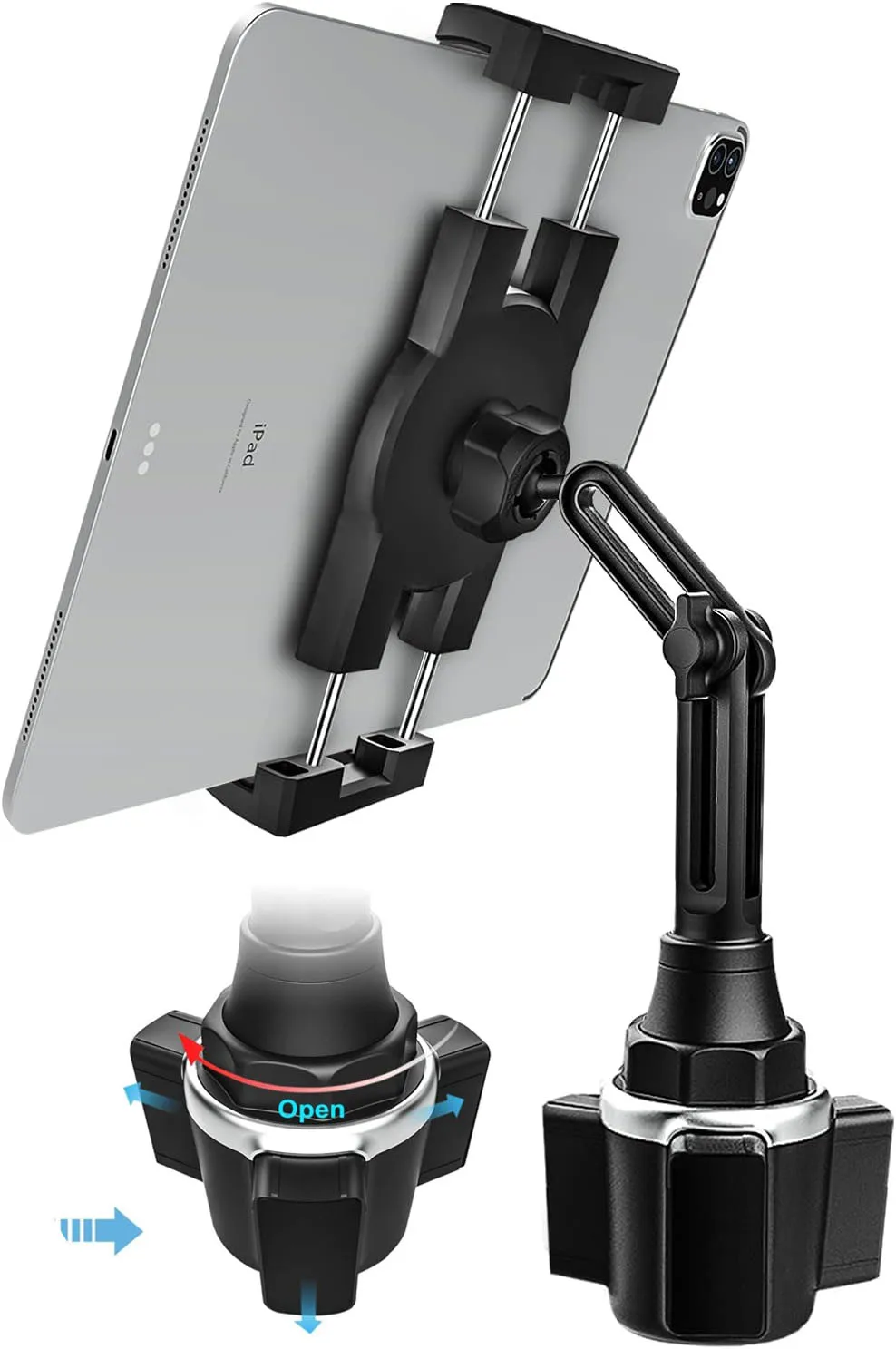 Cup Holder Tablet Mount 360&deg; Rotation Universal Cupholder Tablet Car Mount with Adjustable Arm for 4-13" Devices Tablets