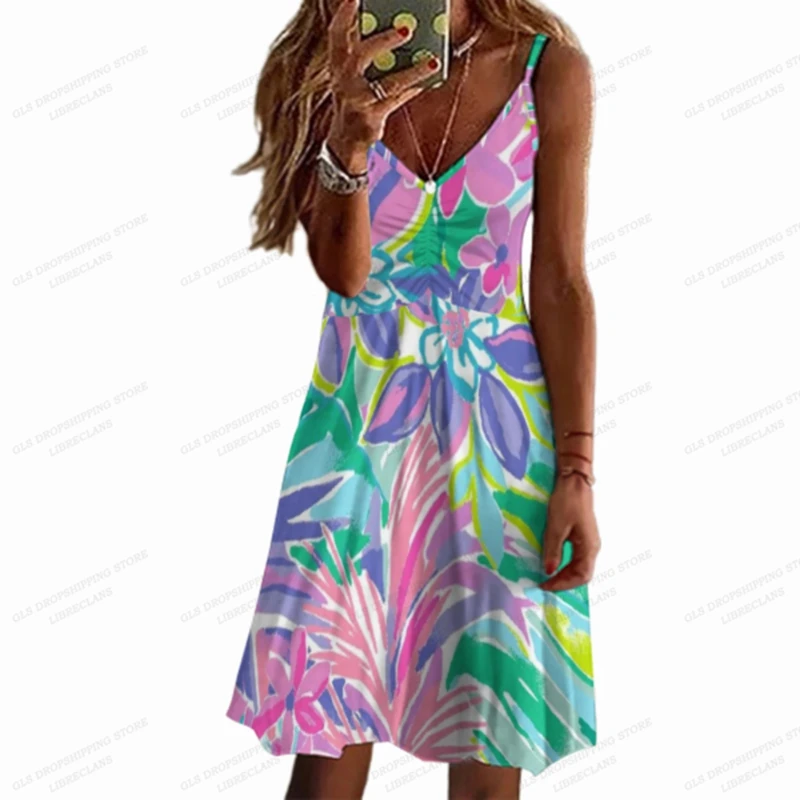 

Flower Floral Summer Dresses Strap Party Evening Sleeveless Boho Beach Sexy Loose Casual Sexy Bohemian Elegant Luxury Celebrity