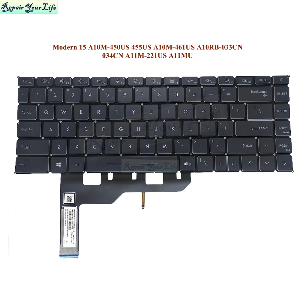 Eua Inglês Teclados do Portátil Teclado Retroiluminado para Msi Moderno 15 A10m450us 455us A10m-461us A10rb033cn 034cn A11m221us A11mu ui