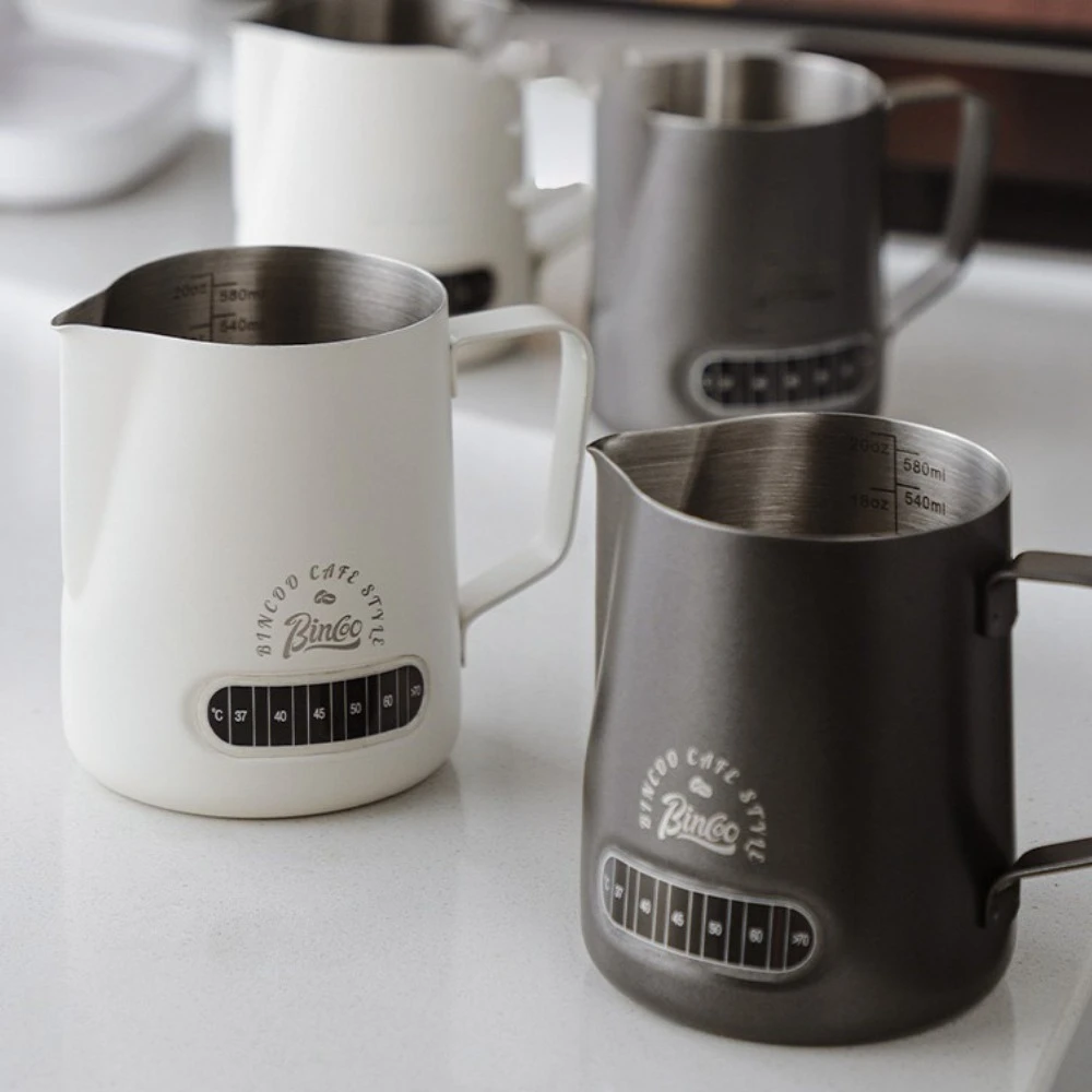 Description Picture 2 of itemMilk Frothing Pitcher with Temperature Display Stainless Steel Milk Jug for Latte Art Coffeeware Latee art Barista Accessory