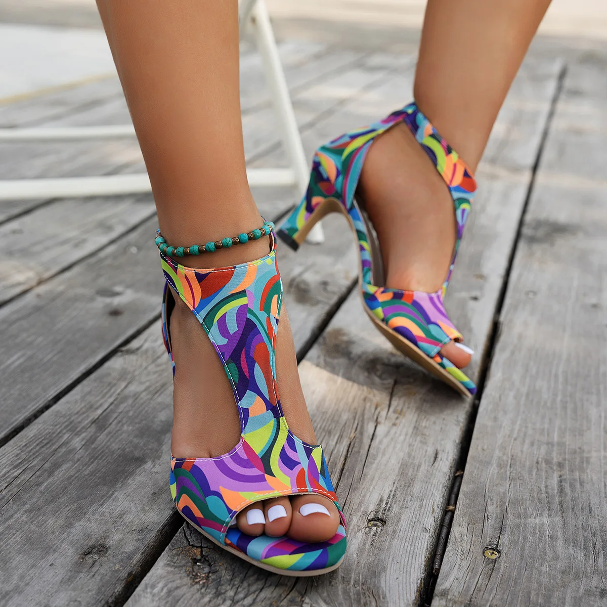 Fashionable Fish-mouth Fashion Sandals, Sexy Thick-soled Wedge Heel Sandals, 2025 Summer New Style Rear Zipper High Heel Sandals