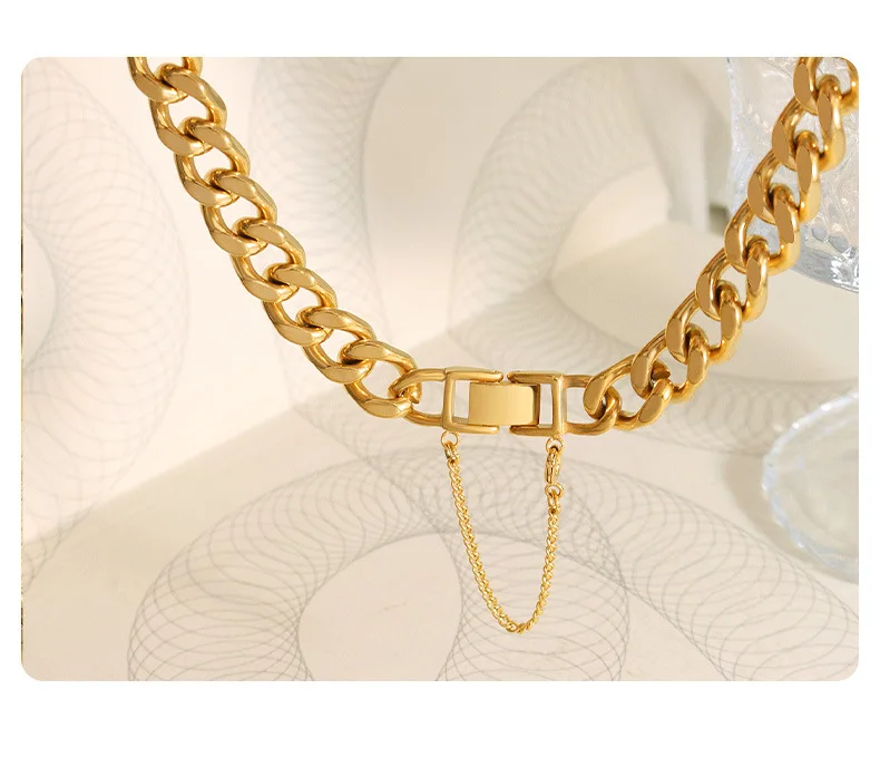 2023 neue kubanische Glieder kette Frauen Halskette Armband Set Mode Hip Hop Edelstahl Schmuck Sets für Frauen vergoldet – Detail 19