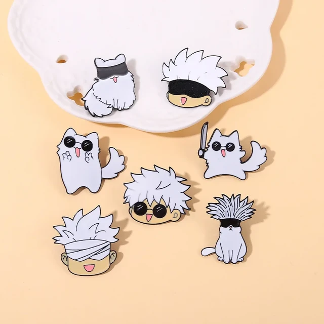 Anime Jujutsu JJK Gojo Satoru Enamel Pins Brooches Lapel Badges for  Backpack Bag Clothing Creative White Cat Pin Gifts for Fans - AliExpress