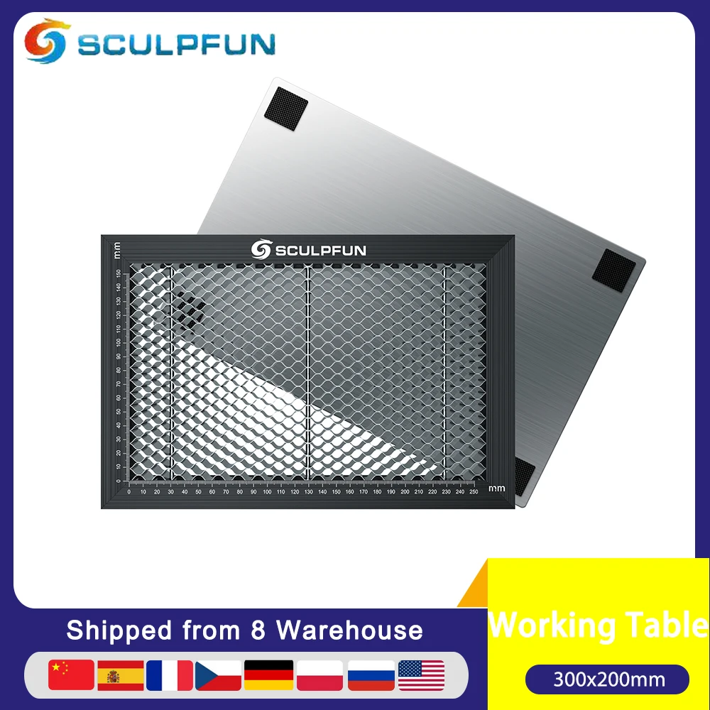 Sculpfun Honeycomb Panel, 200*300mm, Fast Heat Dissipation, Desktop  Protection, Visible Cutting Through, Quick Measurement 