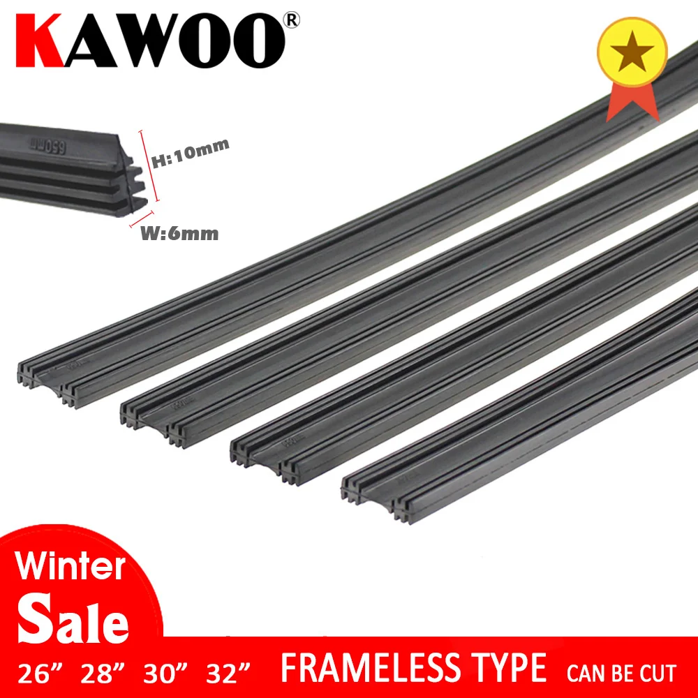 2 pièces de haute qualité sans désossé sans cadre en caoutchouc balai d'essuie-glace bandes de recharge pare-brise 6mm 26 "28" 30 "32" accessoires de voiture de pare-brise