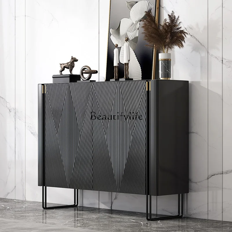 

Italian Minimalist Shoe Cabinet Modern Minimalist Dark Green Hallway Storage Side Cabinet