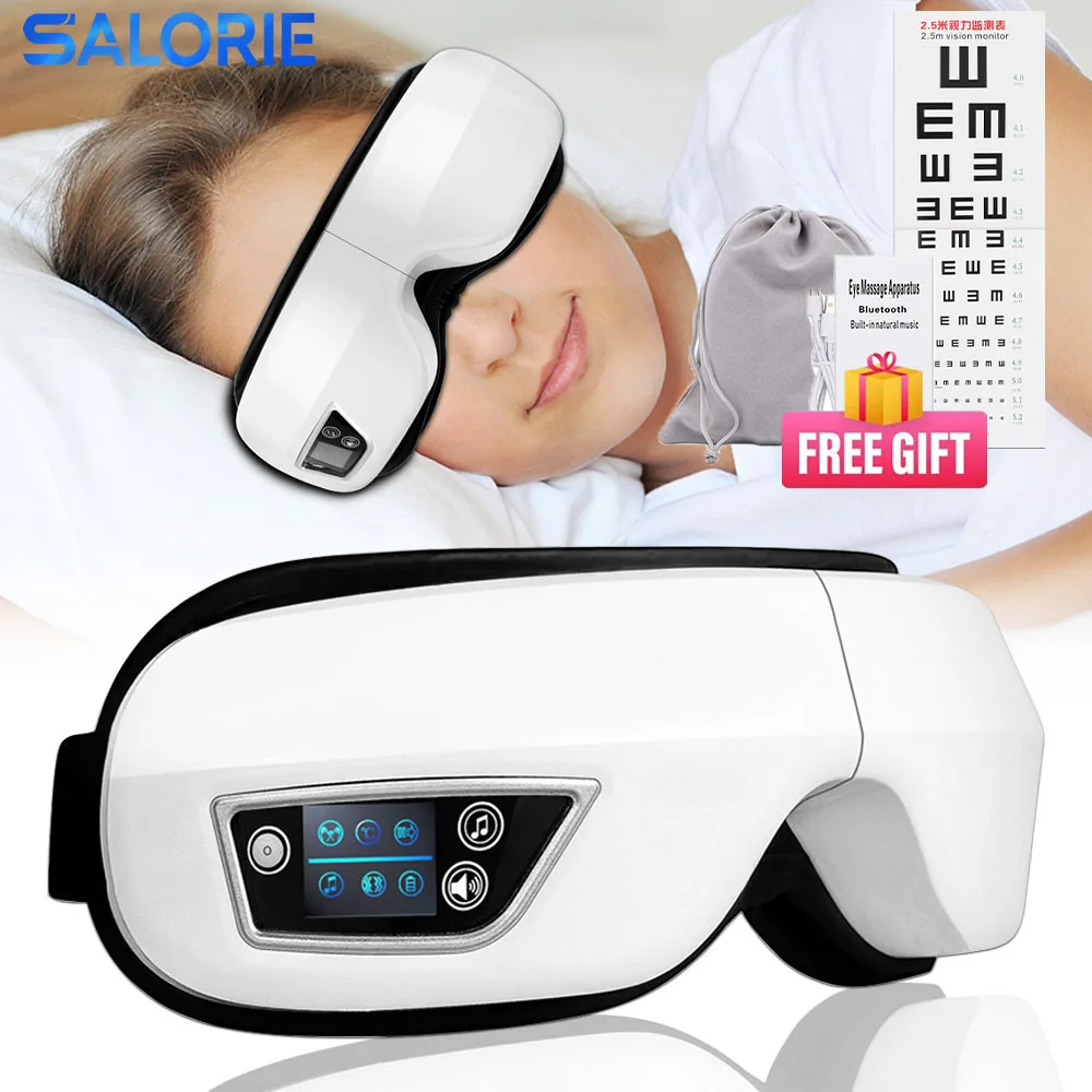 6D 블루투스 눈 마사지기, 열 스마트 에어백 진동 눈 관리, 눈 압축 마사지, 편두통 완화, 수면 개선