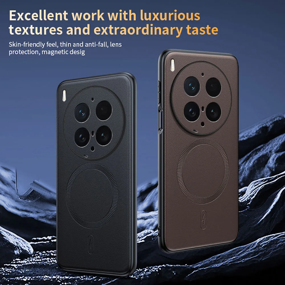 Luxury Plain PU Leather Skin-Friendly Magnetic Anti-Drop Phone Case Cover