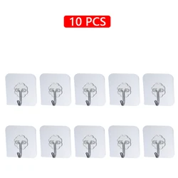 Premium Transparent Self-Adhesive Wall and Door Hooks - Heavy Duty Hangers (10 Pcs)