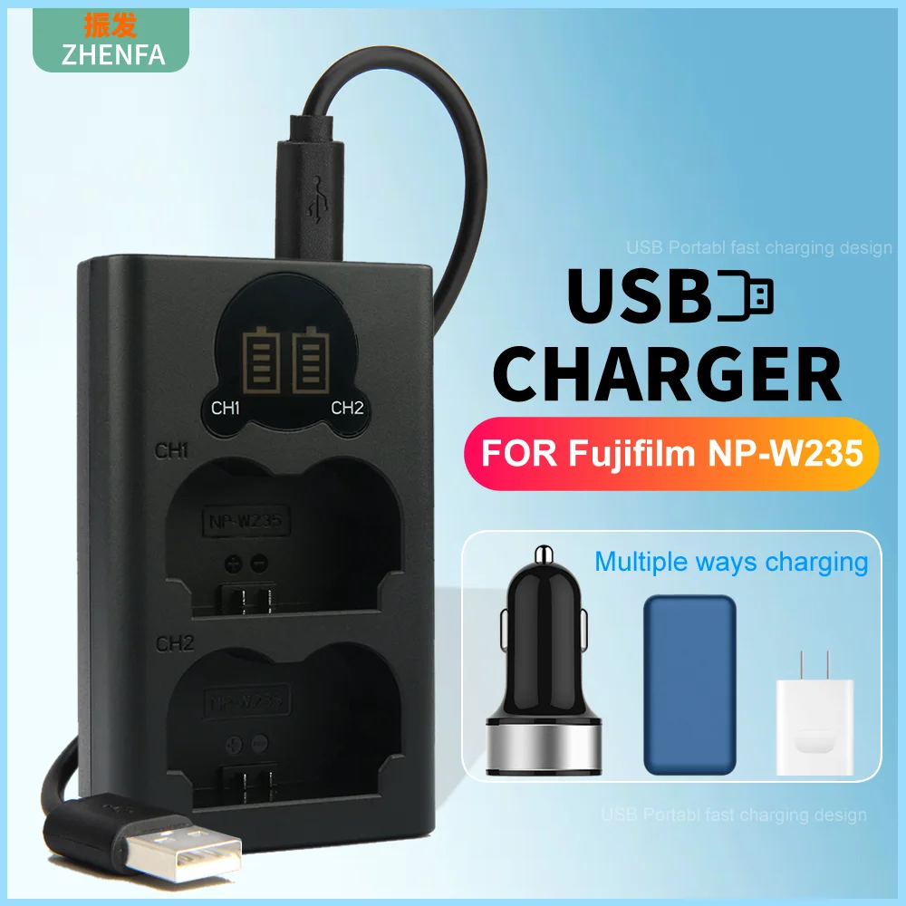 Np-W235 Bc-W235 Caricabatteria Doppio Per Fotocamera Digitale Fujifilm X-T5 Xt5 X-T4 Xt4 Gfx100S X-H2S Xh2S Gfx50Sii