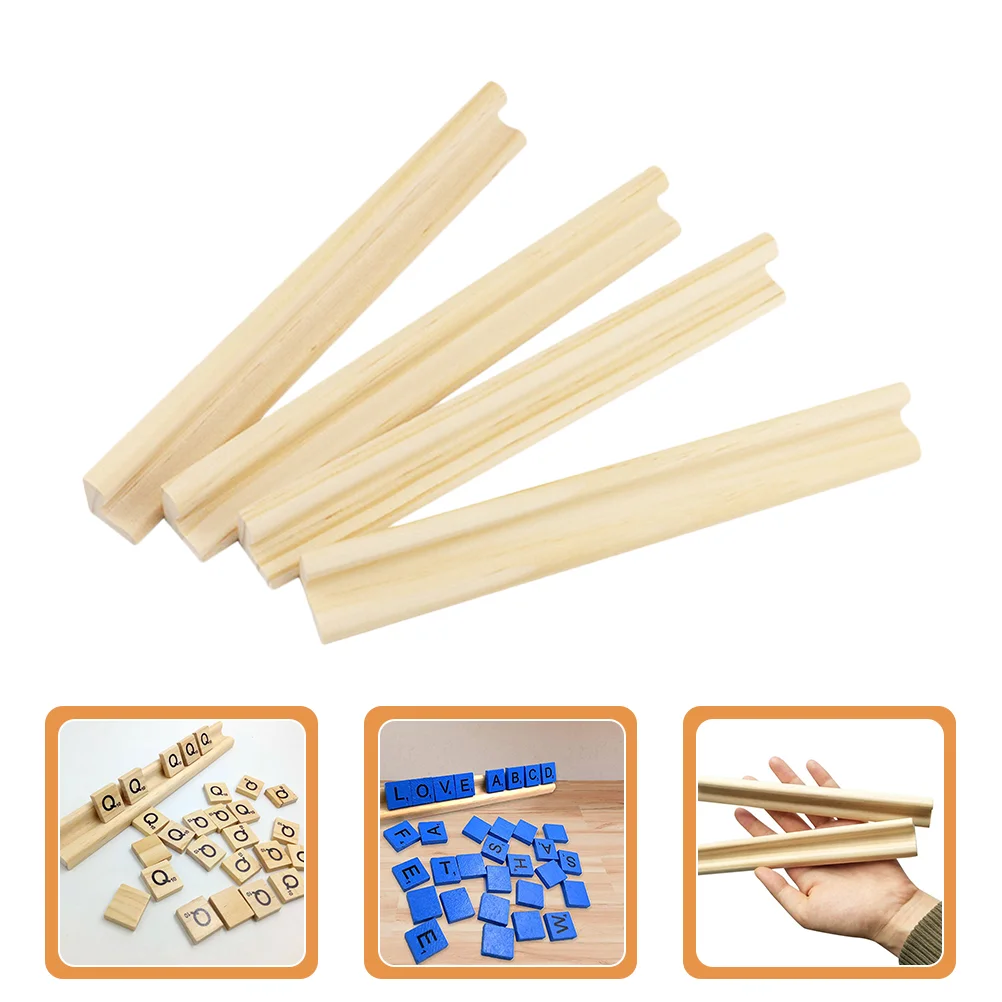 

4 Pcs Mahjong Wooden Frame Travel Clear Display Stand Playing Domino Displaying