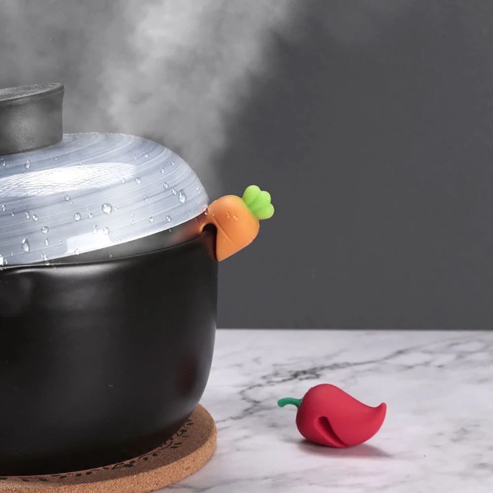 1/3PCS Spill-proof Carrot Shape Pot Lid Rack Overflow Stoppers Pot Cover Lifter Kitchen Tools