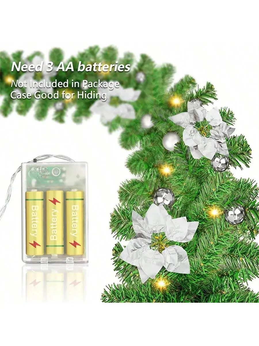 2,7 M Weihnachten LED Rattan Girlande Dekorative Künstliche Blume Kiefer Ornament Weihnachten Party Hause Kamin Tür Treppen Dekor – Detail 15