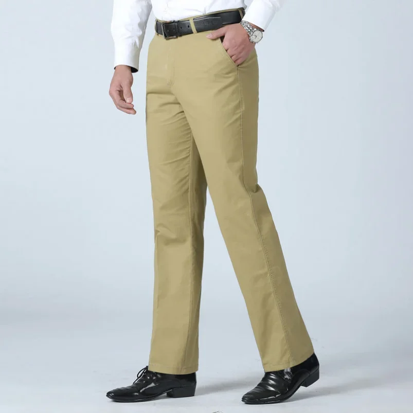Cotton Work Pants Men's Summer Thin Casual Autumn Thick Classic Business Fashion Stretch Trousers Male Brand